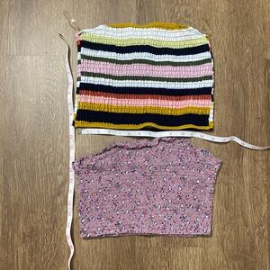 2 bandeau crop tops medium floral Xhiliration striped haute monde